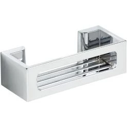 WENKO Etagère De Douche Murale Sans Perçage Bralia, Panier De Douche Fixation Sans Perçage Power-Loc®, Plastique, 30x8,5x12 Cm, Chromé