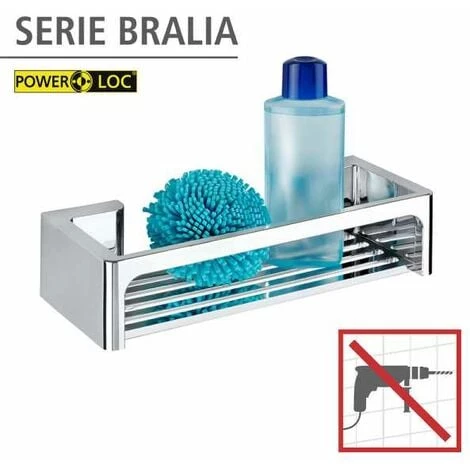 WENKO Etagère De Douche Murale Sans Perçage Bralia, Panier De Douche Fixation Sans Perçage Power-Loc®, Plastique, 30x8,5x12 Cm, Chromé 4 WENKO Etagère De Douche Murale Sans Perçage Bralia, Panier De Douche Fixation Sans Perçage Power-Loc®, Plastique, 30x8,5x12 Cm, Chromé – Image 2