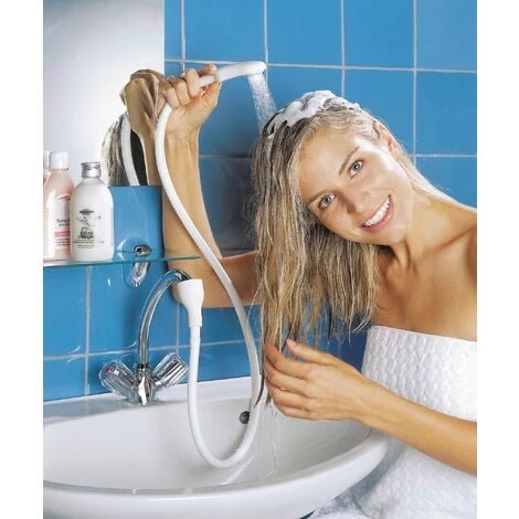 WENKO Douchette Pour Lavabo, Robinet Douchette, Pour Robinet De Taille Standard, Plastique, 115x3,6x4 Cm, Blanc 3 WENKO Douchette Pour Lavabo, Robinet Douchette, Pour Robinet De Taille Standard, Plastique, 115x3,6x4 Cm, Blanc