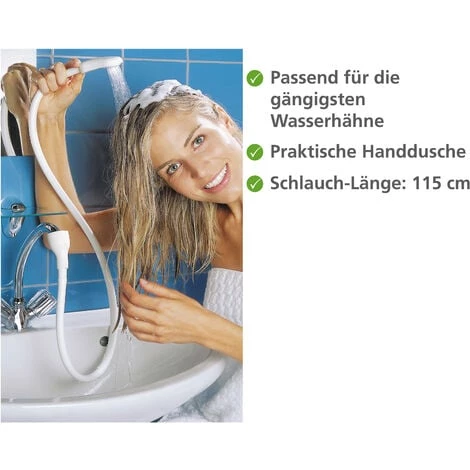 WENKO Douchette Pour Lavabo, Robinet Douchette, Pour Robinet De Taille Standard, Plastique, 115x3,6x4 Cm, Blanc 4 WENKO Douchette Pour Lavabo, Robinet Douchette, Pour Robinet De Taille Standard, Plastique, 115x3,6x4 Cm, Blanc – Image 2