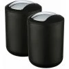 WENKO Lot De 2 Poubelles Salle De Bain, Mini Poubelle Salle De Bain, Couvercle Basculant, Brasil S, Capacité 2L, Plastique PET Incassable, ø14x21 Cm, Noir -WENKO Soldes 22918737 1