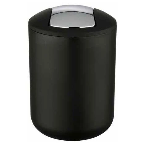 WENKO Lot De 2 Poubelles Salle De Bain, Mini Poubelle Salle De Bain, Couvercle Basculant, Brasil S, Capacité 2L, Plastique PET Incassable, ø14x21 Cm, Noir 4 WENKO Lot De 2 Poubelles Salle De Bain, Mini Poubelle Salle De Bain, Couvercle Basculant, Brasil S, Capacité 2L, Plastique PET Incassable, ø14x21 Cm, Noir – Image 2