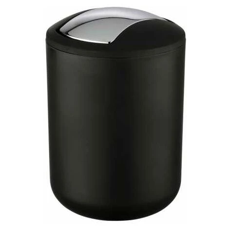WENKO Lot De 2 Poubelles Salle De Bain, Mini Poubelle Salle De Bain, Couvercle Basculant, Brasil S, Capacité 2L, Plastique PET Incassable, ø14x21 Cm, Noir 5 WENKO Lot De 2 Poubelles Salle De Bain, Mini Poubelle Salle De Bain, Couvercle Basculant, Brasil S, Capacité 2L, Plastique PET Incassable, ø14x21 Cm, Noir – Image 3
