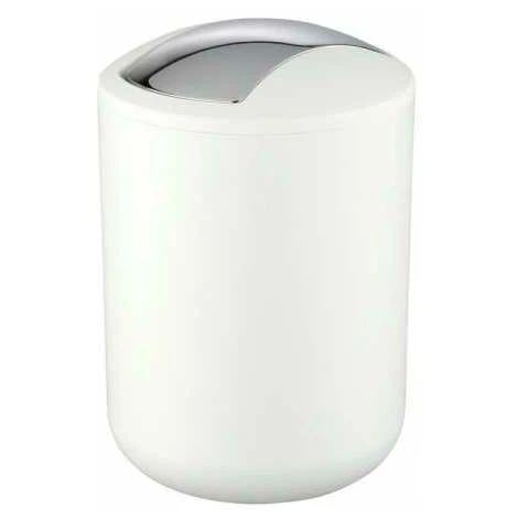 WENKO Lot De 2 Poubelles Salle De Bain, Mini Poubelle Salle De Bain, Couvercle Basculant, Brasil S, Capacité 2L, Plastique PET Incassable, ø14x21 Cm, Blanc 4 WENKO Lot De 2 Poubelles Salle De Bain, Mini Poubelle Salle De Bain, Couvercle Basculant, Brasil S, Capacité 2L, Plastique PET Incassable, ø14x21 Cm, Blanc – Image 2
