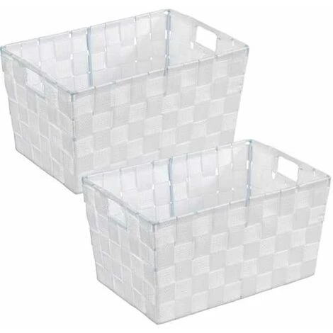 WENKO Panier salle de bain avec Poignée Adria S, Petite Boite De Rangement Salle De Bain, Lot De 2, Polypropylène, 30x20x15 Cm, blanc 3 WENKO Panier salle de bain avec Poignée Adria S, Petite Boite De Rangement Salle De Bain, Lot De 2, Polypropylène, 30x20x15 Cm, blanc