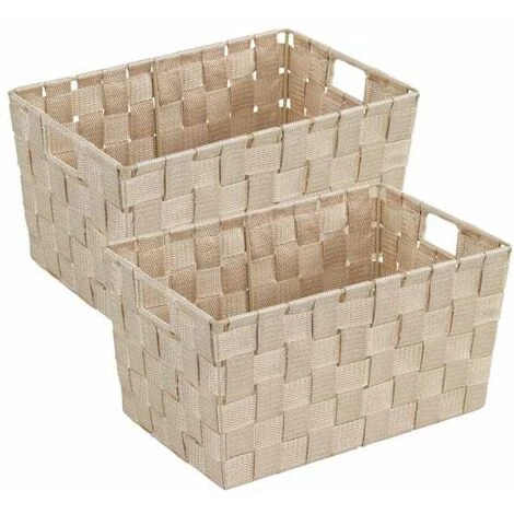 WENKO Panier salle de bain avec Poignée Adria S, Petite Boite De Rangement Salle De Bain, Lot De 2, Polypropylène, 30x20x15 Cm, beige 3 WENKO Panier salle de bain avec Poignée Adria S, Petite Boite De Rangement Salle De Bain, Lot De 2, Polypropylène, 30x20x15 Cm, beige