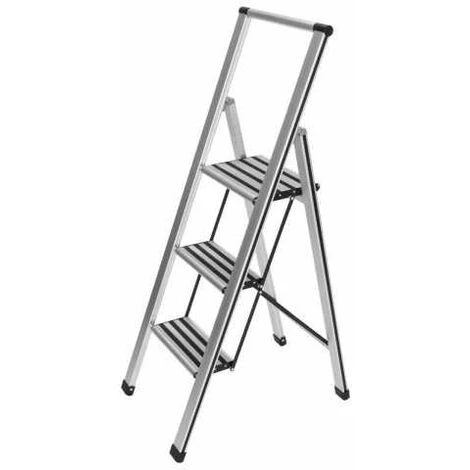 WENKO Escabeau 3 Marches, Escabeau Pliant Design En Aluminium Avec Support-echelle 4 WENKO Escabeau 3 Marches, Escabeau Pliant Design En Aluminium Avec Support-echelle – Image 2