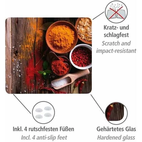 WENKO Fond De Hotte, Crédence Cuisine, "Epices", Verre Trempé, 50x56 Cm, Multicolore 4 WENKO Fond De Hotte, Crédence Cuisine, "Epices", Verre Trempé, 50x56 Cm, Multicolore – Image 2