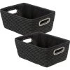 WENKO Panier salle de bain Avec Poignée Chromo, Rangement Salle De Bain, Lot De 2, Plastique, 28x12x19,5 Cm, Noir -WENKO Soldes 23014976 1