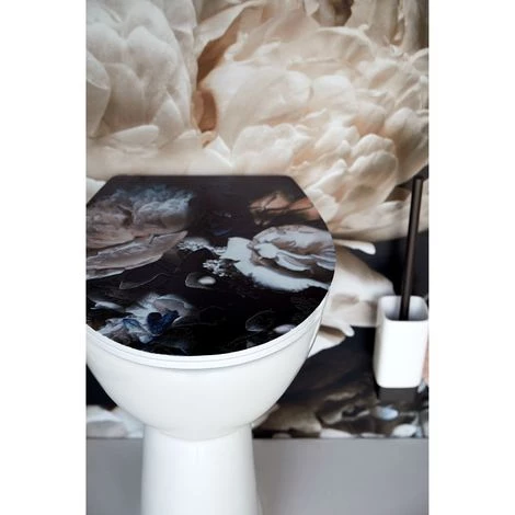 WENKO Abattant WC Duroplast Design Peony - 38 X 44 - Noir 6 WENKO Abattant WC Duroplast Design Peony - 38 X 44 - Noir – Image 4