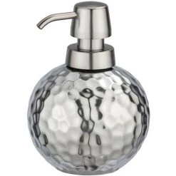 WENKO Distributeur De Savon Design Martelé Lunas - Diam 12 X 15 - Argent