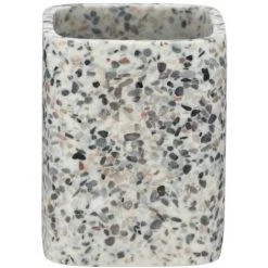 WENKO Gobelet De Salle De Bain Design Terrazzo - 8 X 8 X 10 - Gris