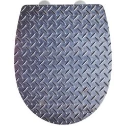 WENKO Abattant WC En Thermoplast Design Métal Pattern - 36 X 45 - Gris Foncé
