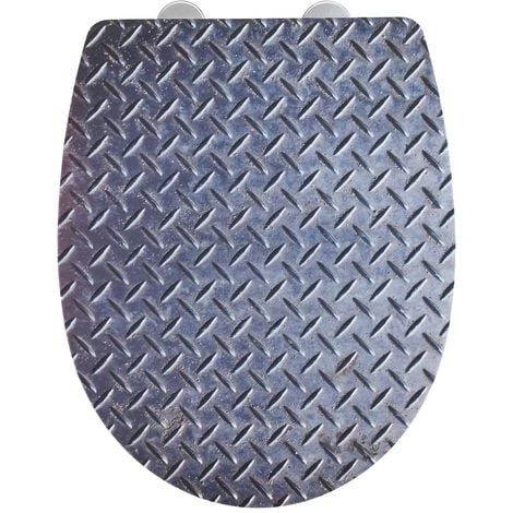 WENKO Abattant WC En Thermoplast Design Métal Pattern - 36 X 45 - Gris Foncé 3 WENKO Abattant WC En Thermoplast Design Métal Pattern - 36 X 45 - Gris Foncé
