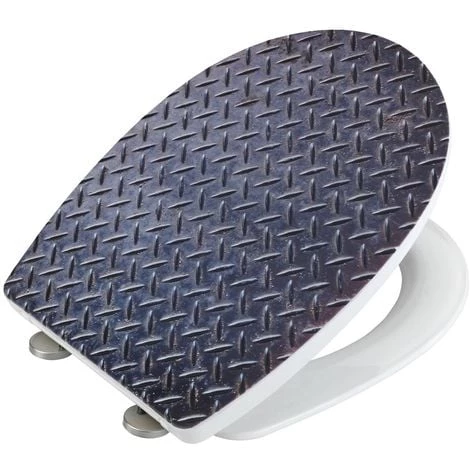 WENKO Abattant WC En Thermoplast Design Métal Pattern - 36 X 45 - Gris Foncé 4 WENKO Abattant WC En Thermoplast Design Métal Pattern - 36 X 45 - Gris Foncé – Image 2
