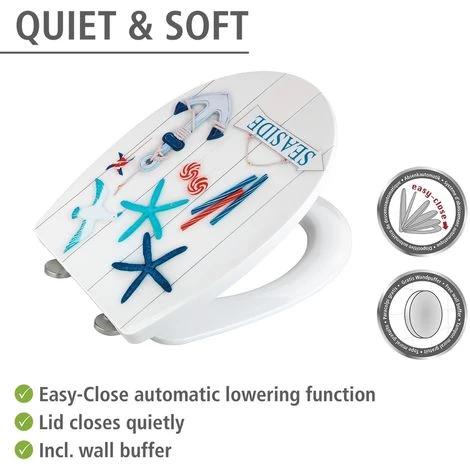 WENKO Abattant WC En MDF Design Bord De Mer Seaside - 36 X 45 - Blanc 4 WENKO Abattant WC En MDF Design Bord De Mer Seaside - 36 X 45 - Blanc – Image 2