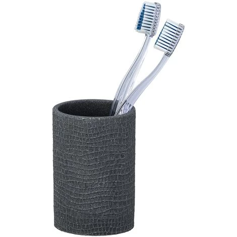 WENKO Gobelet De Salle De Bain Design Craquelé Peanut - Diam 7 X 10 - Gris Foncé 4 WENKO Gobelet De Salle De Bain Design Craquelé Peanut - Diam 7 X 10 - Gris Foncé – Image 2