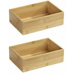 WENKO Boite De Rangement Bambou Terra L, 22x15x7cm, Lot De 2
