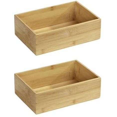 WENKO Boite De Rangement Bambou Terra L, 22x15x7cm, Lot De 2 3 WENKO Boite De Rangement Bambou Terra L, 22x15x7cm, Lot De 2