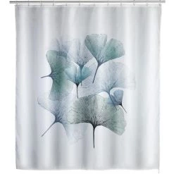 WENKO Rideau De Douche Anti-moisissure Ginkgo - Polyester - 180 X 200 - Gris Clair