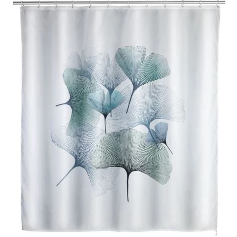 WENKO Rideau De Douche Anti-moisissure Ginkgo - Polyester - 180 X 200 - Gris Clair 3 WENKO Rideau De Douche Anti-moisissure Ginkgo - Polyester - 180 X 200 - Gris Clair