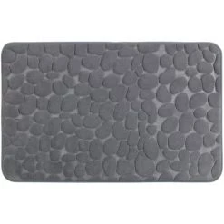 WENKO Tapis De Salle De Bain Pebbles - Mémoire De Forme - 80 X 50 - Gris