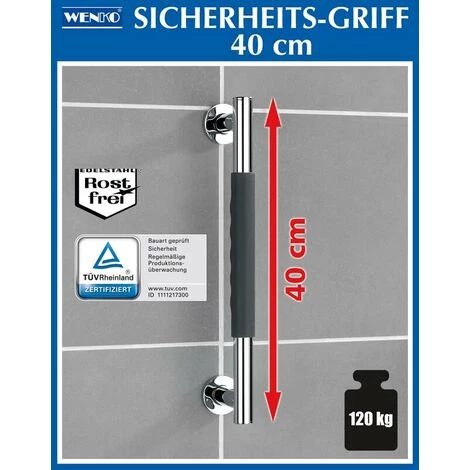 Poignée Murale Secura En Acier Inoxydable 40cm Wenko 4 Poignée Murale Secura En Acier Inoxydable 40cm Wenko – Image 2