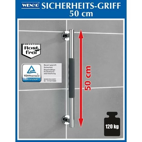 Poignée Murale Secura En Acier Inoxydable 50cm Wenko 4 Poignée Murale Secura En Acier Inoxydable 50cm Wenko – Image 2