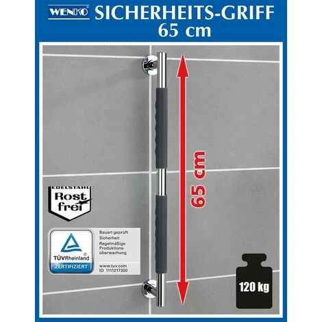 Poignée Murale Secura En Acier Inoxydable 65cm Wenko 4 Poignée Murale Secura En Acier Inoxydable 65cm Wenko – Image 2