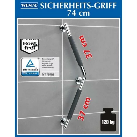 Poignée Murale Secura En Acier Inoxydable 37x37cm Wenko 4 Poignée Murale Secura En Acier Inoxydable 37x37cm Wenko – Image 2