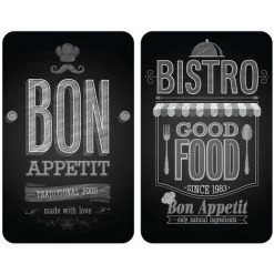 WENKO 2 Couvre-plaques Universel Bistrot - 30 X 52 Cm - 30 X 52 X 5,5 - Noir