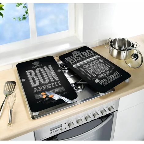 WENKO 2 Couvre-plaques Universel Bistrot - 30 X 52 Cm - 30 X 52 X 5,5 - Noir 4 WENKO 2 Couvre-plaques Universel Bistrot - 30 X 52 Cm - 30 X 52 X 5,5 - Noir – Image 2