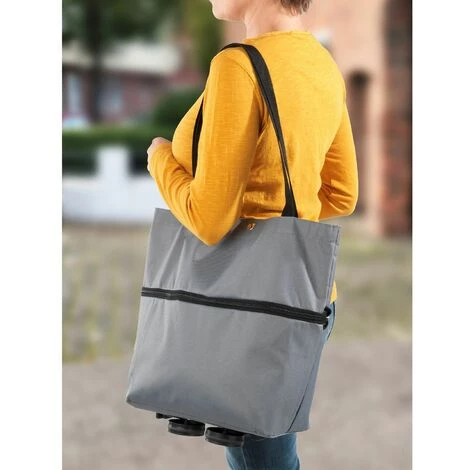 WENKO Chariot De Courses Cabas 3en1 - 45 X 15 X 75 - Gris 5 WENKO Chariot De Courses Cabas 3en1 - 45 X 15 X 75 - Gris – Image 3