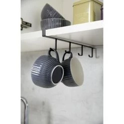 WENKO Rangement De Placard Cuisine - Porte 4 Tasses - 33 X 1 X 7 - Noir