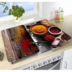 WENKO 2 Couvre-Plaques Universel - Epices - 52 X 30 X 4,5 - Marron