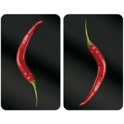 WENKO 2 Couvres Plaques Universelle Peperoni - L. 52 X L. 30 Cm - 52 X 30 X 4,5 - Noir