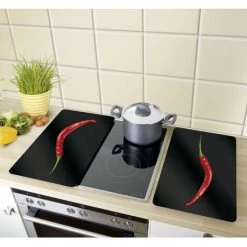 WENKO 2 Couvres Plaques Universelle Peperoni - L. 52 X L. 30 Cm - 52 X 30 X 4,5 - Noir -WENKO Soldes 28771981 3