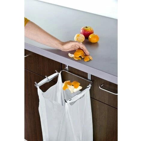 WENKO Porte Sacs Poubelle - 22 X 23 X 6 - Argent 4 WENKO Porte Sacs Poubelle - 22 X 23 X 6 - Argent – Image 2