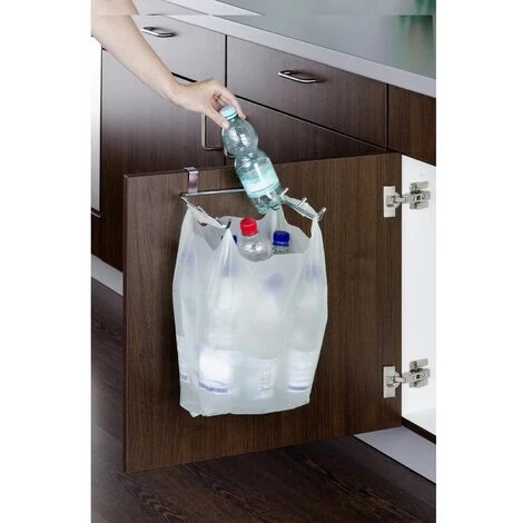 WENKO Porte Sacs Poubelle - 22 X 23 X 6 - Argent 5 WENKO Porte Sacs Poubelle - 22 X 23 X 6 - Argent – Image 3