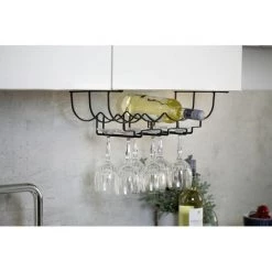 WENKO Rangement De Placard Cuisine - Porte Bouteilles Et Verre - 50 X 20 X 7 - Noir