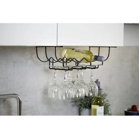 WENKO Rangement De Placard Cuisine - Porte Bouteilles Et Verre - 50 X 20 X 7 - Noir 3 WENKO Rangement De Placard Cuisine - Porte Bouteilles Et Verre - 50 X 20 X 7 - Noir
