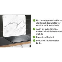 WENKO Fond De Hotte, Crédence Cuisine, "Marbre", Verre Trempé, 50x56 Cm