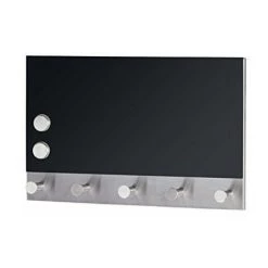 Wenko 50415100 Lot De 5 Portemanteaux Avec Magnétique Miroir Verre Noir 32,0 X 23,0 X 5,0 Cm