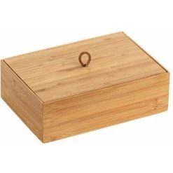 Wenko 23924100 Boîte De Rangement Avec Couvercle Terra L, Bambou, 22 X 7 X 15 Cm, Marron
