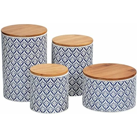 Wenko 54094100 Boîte De Rangement Lorca Avec Couvercle En Bambou, Capacité: 0, 45 L, Céramique, 10 X 10 X 10 Cm, Bleu/Blanc 5 Wenko 54094100 Boîte De Rangement Lorca Avec Couvercle En Bambou, Capacité: 0, 45 L, Céramique, 10 X 10 X 10 Cm, Bleu/Blanc – Image 3