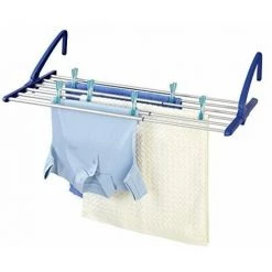 WENKO 63005100 Séchoir Pour Balcon Téléscopqiue, Bleu/Argent Mat, Aluminium, 57-106 X 21 X 37,5 Cm