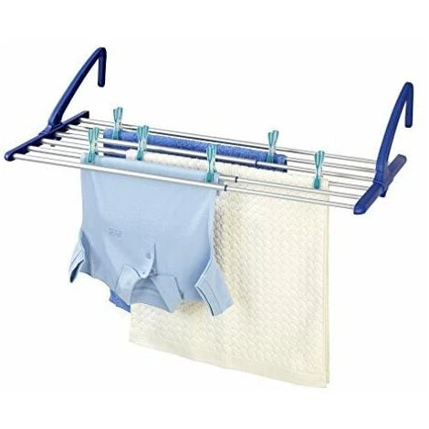 WENKO 63005100 Séchoir Pour Balcon Téléscopqiue, Bleu/Argent Mat, Aluminium, 57-106 X 21 X 37,5 Cm 3 WENKO 63005100 Séchoir Pour Balcon Téléscopqiue, Bleu/Argent Mat, Aluminium, 57-106 X 21 X 37,5 Cm