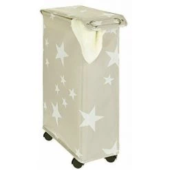 WENKO 62140100 Panier à Linge Corno Stella Avec Couvercle, Beige/Blanc, 43 Litrès, 18,5 X 60 X 40 Cm