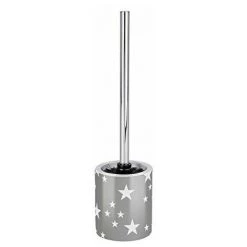 Wenko 22432100 Brosse WC Stella, Céramique, Gris Foncé, : 10 X 39 Cm