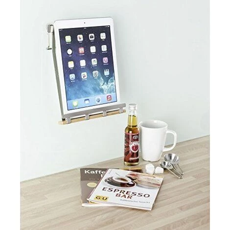 WENKO Support Tablette Premium, Acier Plat Brossé/Bambou, 19 X 23 X 7,5 Cm 4 WENKO Support Tablette Premium, Acier Plat Brossé/Bambou, 19 X 23 X 7,5 Cm – Image 2